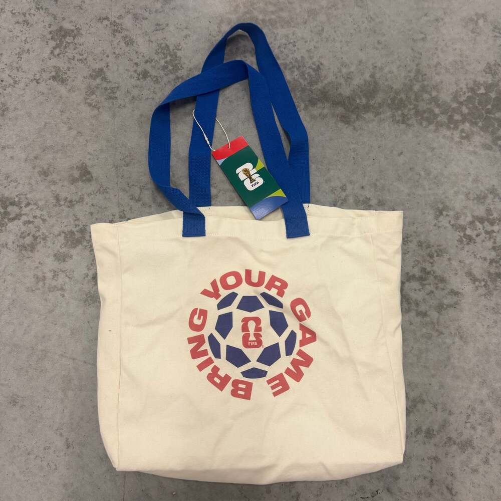 FIFA World Cup 26 Bring Your Game Canvas Tote Bag Cream Blue